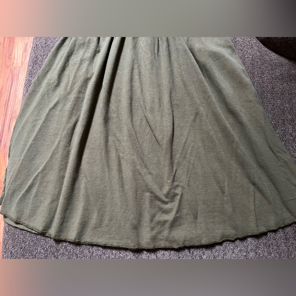 Gaia Conceptions heavy hemp cotton Mimosa below knee skirt with pockets NEW - Picture 2 of 16